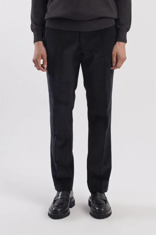 Siyah Regular Fit %100 Pamuk Kadife Pantolon - JAKAMEN