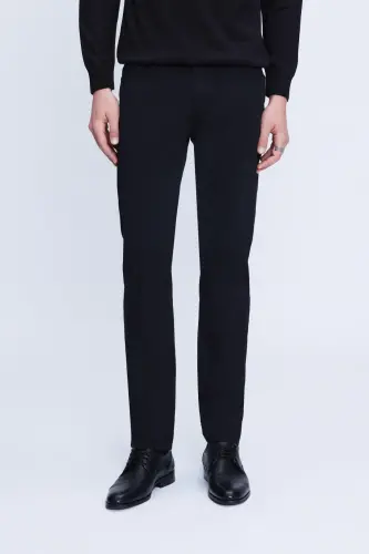 Siyah Regular Fit 5 Cep Pamuklu Kanvas Pantolon - Siyah - 1