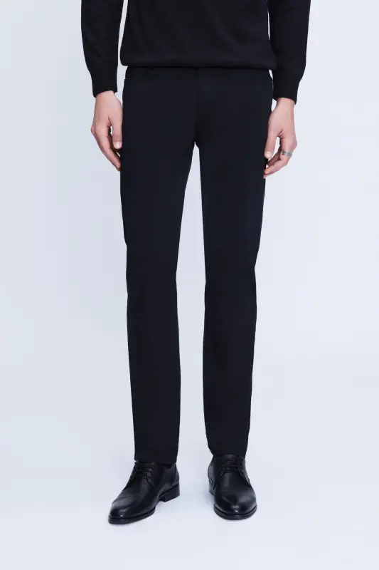 Siyah Regular Fit 5 Cep Pamuklu Kanvas Pantolon - Siyah - 1