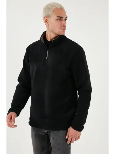 Siyah Regular Fit Anti-Pilling Tüylenme Yapmayan Bato Yaka Kışlık Şardonlu Erkek Polar 5906001-Siyah - LC WAIKIKI (1)
