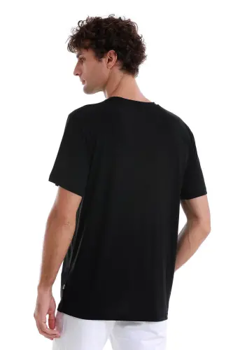 Siyah Regular Fit Düz Bisiklet Yaka Triko Tişört - Siyah - 6