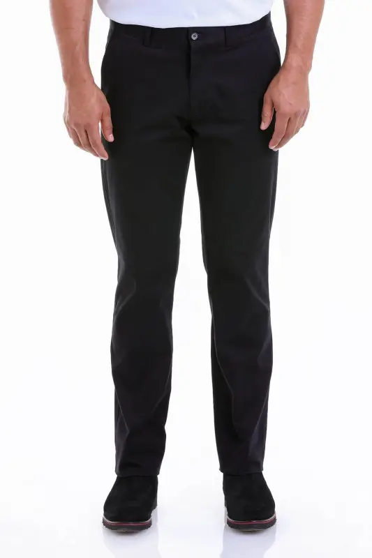 Siyah Regular Fit Düz Pamuklu Yandan Cep Kanvas Pantolon - Siyah - 1
