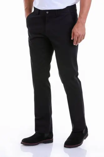 Siyah Regular Fit Düz Pamuklu Yandan Cep Kanvas Pantolon - Siyah - 4