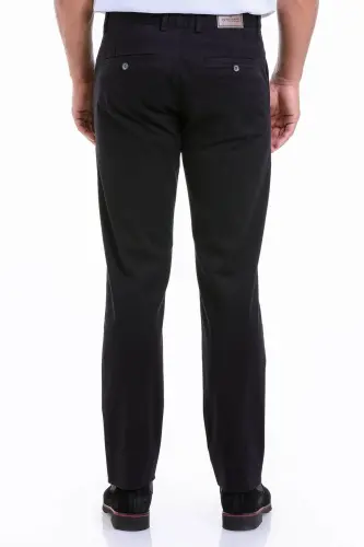 Siyah Regular Fit Düz Pamuklu Yandan Cep Kanvas Pantolon - Siyah - 6