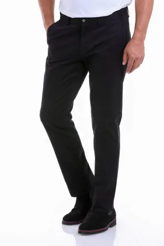 Siyah Regular Fit Düz Pamuklu Yandan Cep Kanvas Pantolon - Siyah - Hatemoğlu (1)