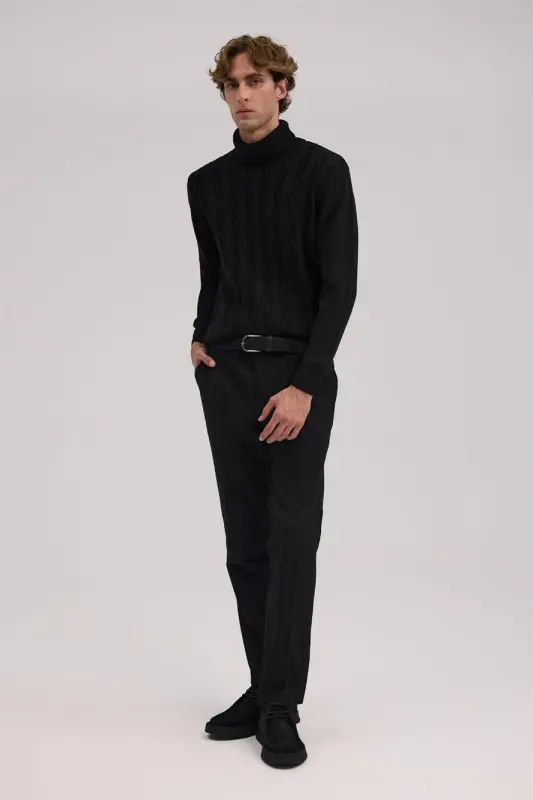 Siyah Regular Fit Kumaş Pantolon - 2