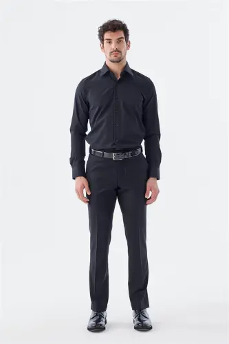 Siyah Regular Fit Yan Cep Kumaş Pantolon - Jakamen (1)