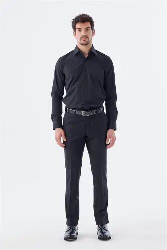 Siyah Regular Fit Yan Cep Kumaş Pantolon - 2