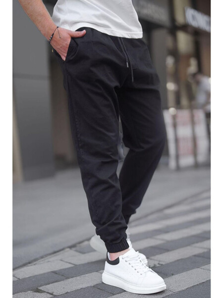 Siyah Relaxed %100 Pamuk Jogger Pantolon 6853-Siyah - 1