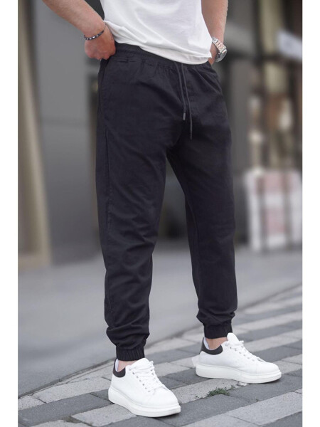 Siyah Relaxed %100 Pamuk Jogger Pantolon 6853-Siyah - 3