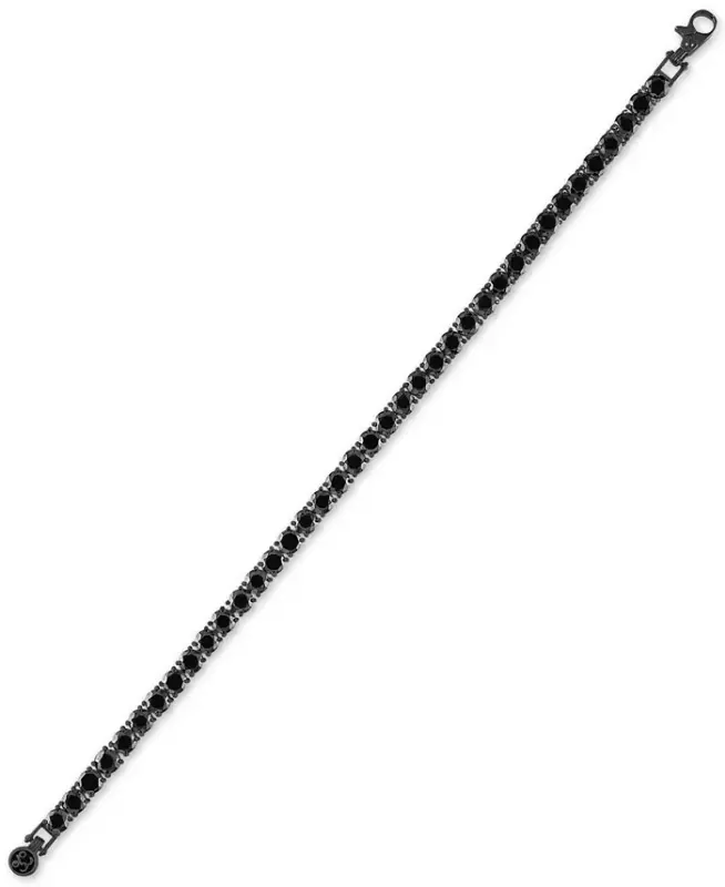 Black Spinel Tennis Bracelet (13 ct. t.w.) in Black Rhodium-Plated Sterling Silver, Created for Modazone - Stainless Steel - 2