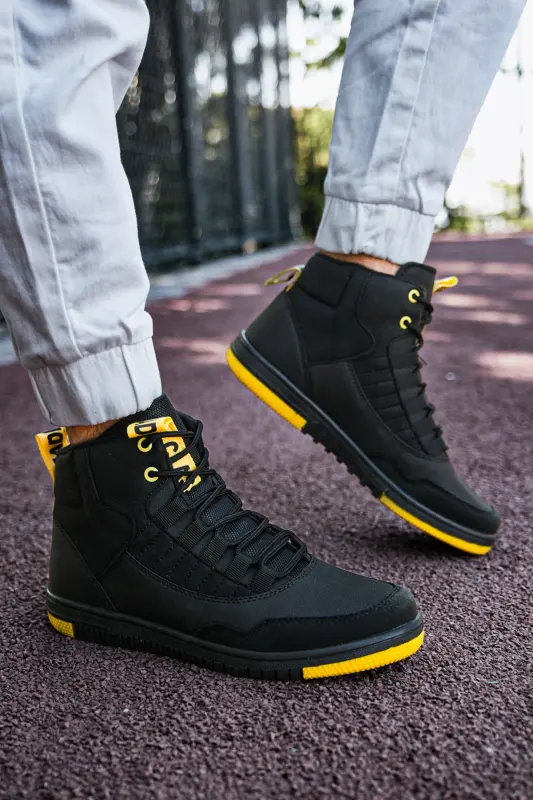 Siyah Sarı Erkek Sneaker Bot 00122262 - Siyah Sarı - 3