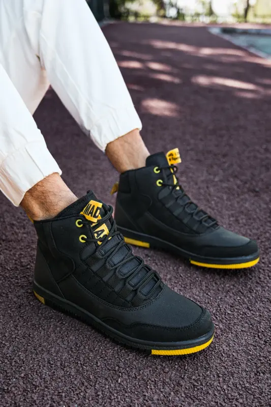 Siyah Sarı Erkek Sneaker Bot 00122262 - Siyah Sarı - 4