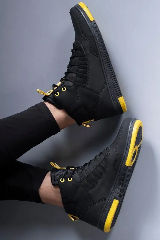 Siyah Sarı Erkek Sneaker Bot 00122262 - Siyah Sarı - 6