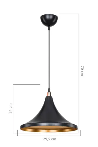 Siyah Sarkıt Avize Yatak Odası Salon Mutfak Koridor Lamba - Siyah-Gold - AG LIGHTDESIGN (1)