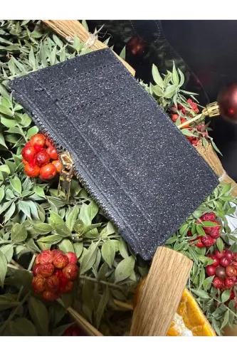 SİYAH SİMLİ GOLD FERMUAR DETAYLI KADIN KARTLIK-METALİK SİYAH - 4
