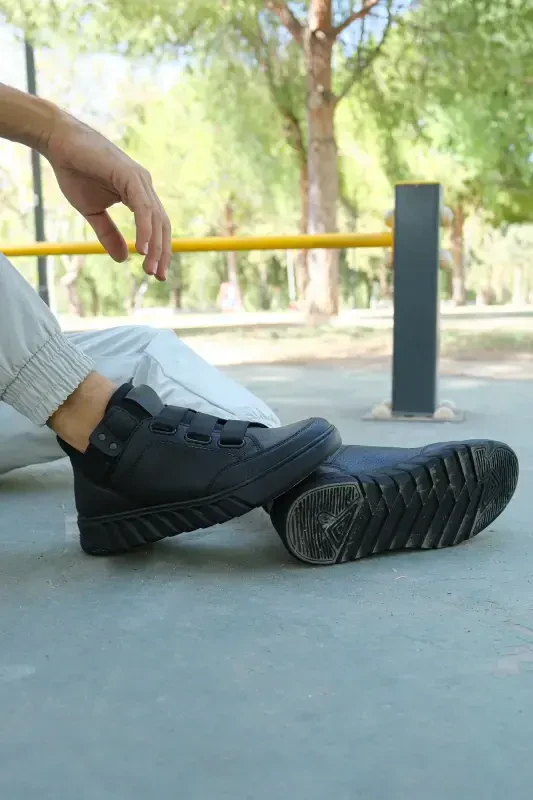 Siyah Siyah Unisex Sneaker Bot 0012383-Siyah Siyah - 5