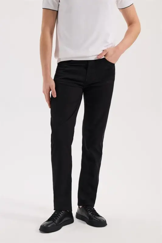 Siyah Slim Fit 5 Cep Spor Pantolon - 1