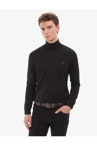Siyah Slim Fit Balıkçı Yaka Basic Triko Kazak 50314202-VR046 - Siyah - Pierre Cardin (1)