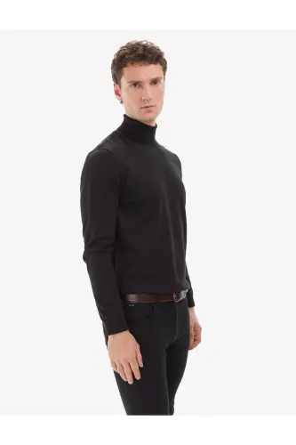 Siyah Slim Fit Balıkçı Yaka Basic Triko Kazak 50314202-VR046 - Siyah - 4