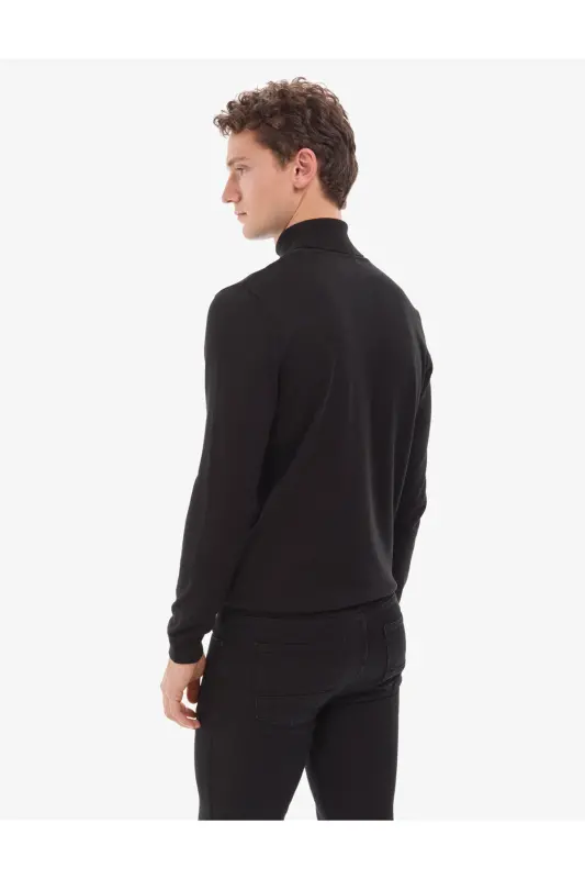 Siyah Slim Fit Balıkçı Yaka Basic Triko Kazak 50314202-VR046 - Siyah - 6