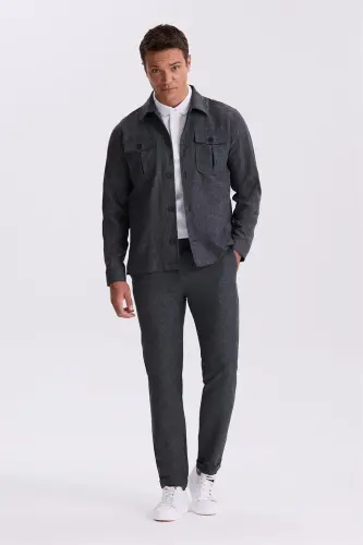 Siyah Slim Fit Bebe Yaka Cepli Spor Takım Elbise - JAKAMEN (1)