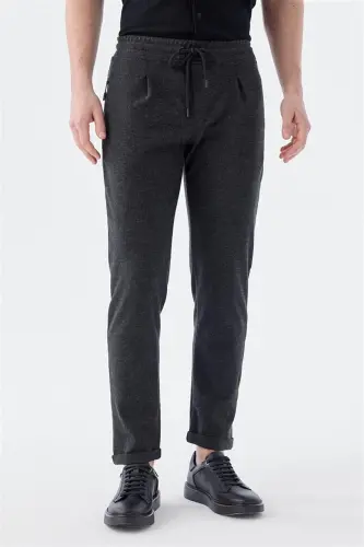 Siyah Slim Fit Beli Lastikli Jogger Pantolon - JAKAMEN (1)