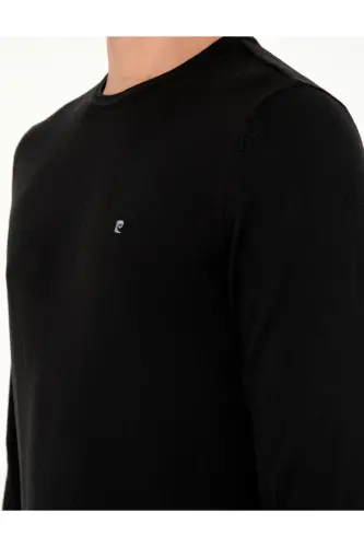 Siyah Slim Fit Bisiklet Yaka Basic Triko Kazak 50296621-VR046 - SİYAH - 7