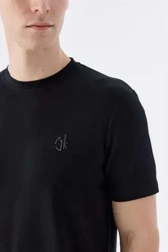 Siyah Slim Fit Bisiklet Yaka T-Shirt - 3