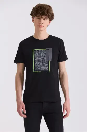 Siyah Slim Fit Bisiklet Yaka T-Shirt - JAKAMEN (1)