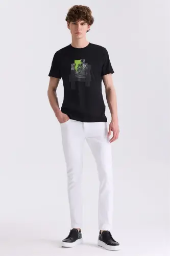 Siyah Slim Fit Bisiklet Yaka T-Shirt - JAKAMEN (1)