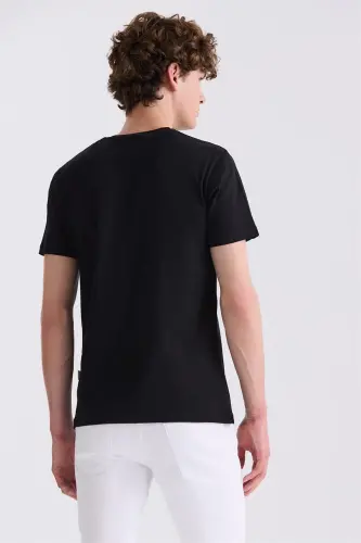Siyah Slim Fit Bisiklet Yaka T-Shirt - 4