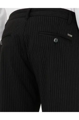 Siyah Slim Fit Çizgili Kanvas Pantolon 50295951-VR046-SİYAH - 6