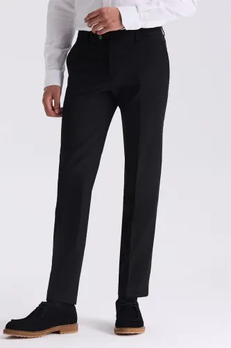 Siyah Slim Fit Kumaş Pantolon - JAKAMEN (1)