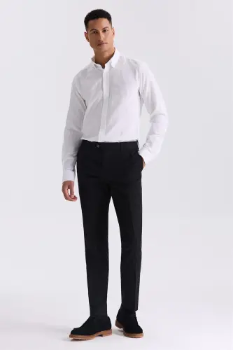 Siyah Slim Fit Kumaş Pantolon - 1