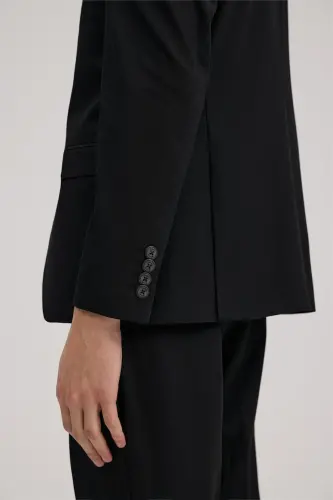 Siyah Slim Fit Mono Yaka Takım Elbise - 5