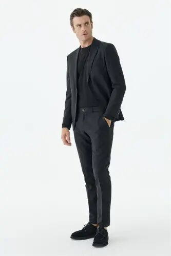 Siyah Slim Fit Mono Yaka Takım Elbise - JAKAMEN (1)