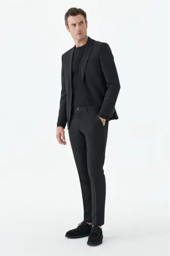 Siyah Slim Fit Mono Yaka Takım Elbise - Jakamen (1)