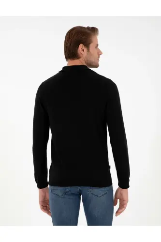 Siyah Slim Fit Polo Yaka Basic Triko Kazak 50296623-VR046-SİYAH - 5