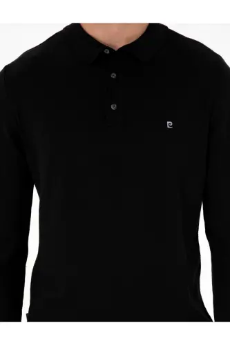Siyah Slim Fit Polo Yaka Basic Triko Kazak 50296623-VR046-SİYAH - 6