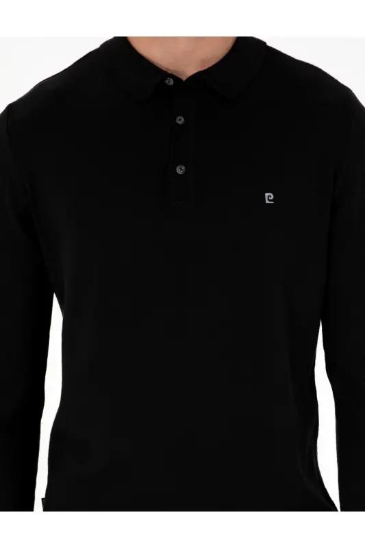 Siyah Slim Fit Polo Yaka Basic Triko Kazak 50296623-VR046-SİYAH - 6