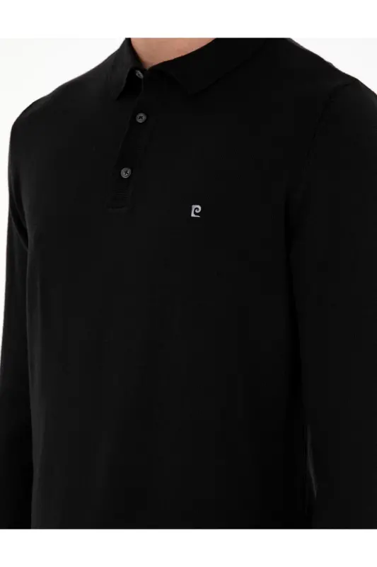 Siyah Slim Fit Polo Yaka Basic Triko Kazak 50296623-VR046-SİYAH - 7