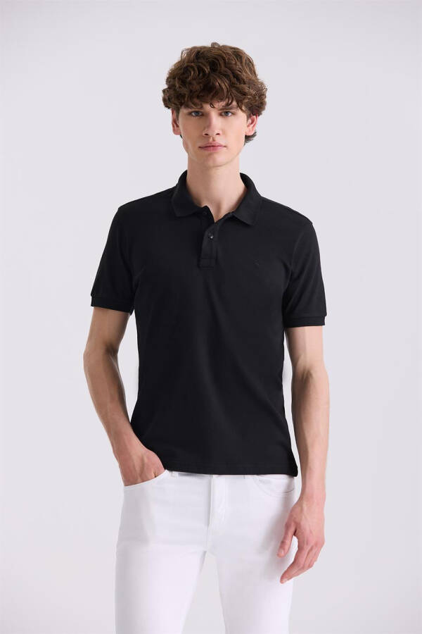 Siyah Slim Fit Polo Yaka T-Shirt - 1