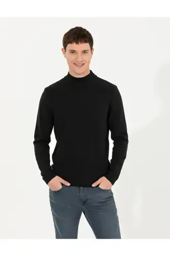 Siyah Slim Fit Yarım Balıkçı Yaka Triko Kazak 50265917-VR046 - Pierre Cardin (1)