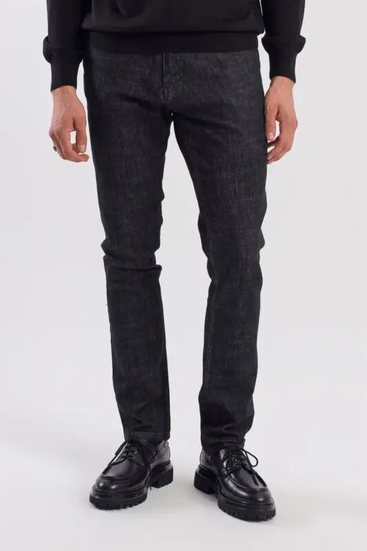 Siyah Slimfit Pamuklu Yıkamalı Jean Kot Pantolon - Jakamen