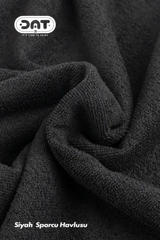 Mikrofiber Sporcu Havlusu 48x90 cm. Siyah Gym Fitness Hızlı Kuruyan Havlu - Siyah - 5