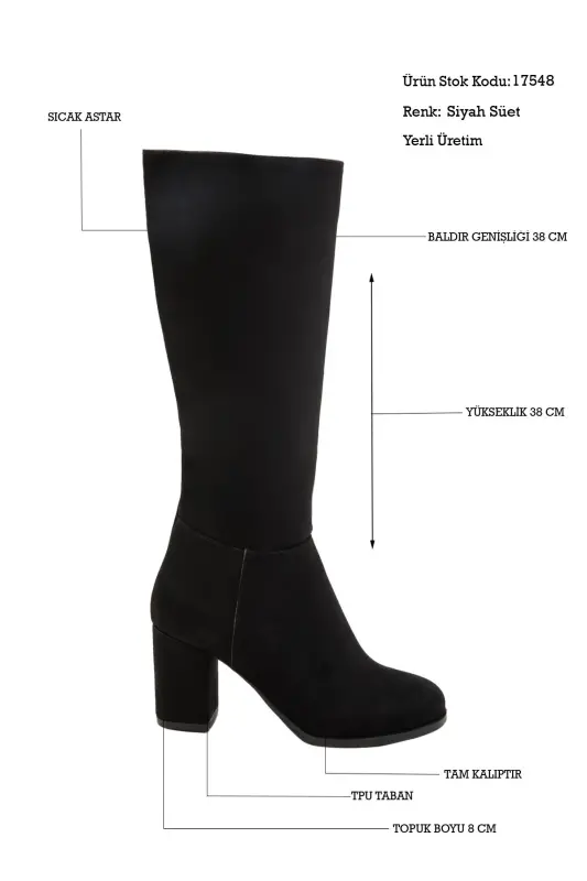 Siyah Süet Kadın Çizme 17548-SIYAH SUET - SOHO