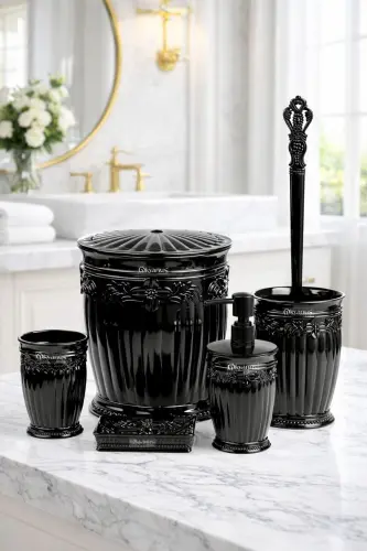 Siyah Sultan Serisi 5'li Banyo Seti - Siyah - OKYANUS HOME (1)