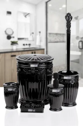 Siyah Sultan Serisi 5'li Banyo Seti-Siyah - OKYANUS HOME (1)