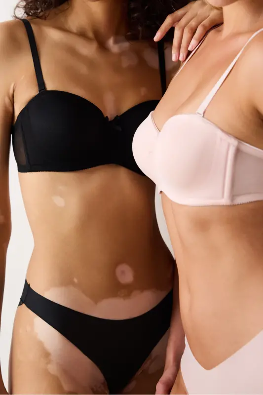 Siyah Toparlayıcı Balenli Dolgusuz Straplez Lotus Sütyen-Siyah - 2